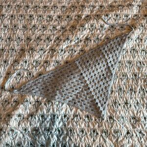 Dusty Blue Crochet Triangle Head Scarf